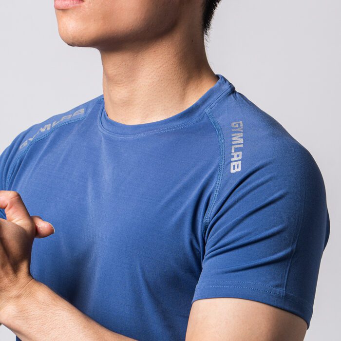 Áo tập gym có tay form tôn vai ngực màu xanh dương