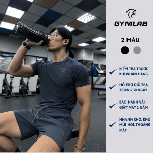 Quần Shorts thể thao 6 inch vải gió nam – đen – mini logo