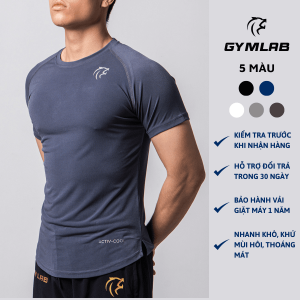 Áo Tập Gym Thể Thao Cho Nam – Xám – Silver Logo