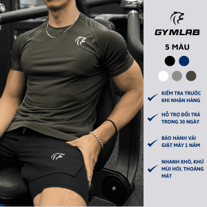 Áo Tập Gym Thể Thao Cho Nam – Xanh rêu – Silver Logo