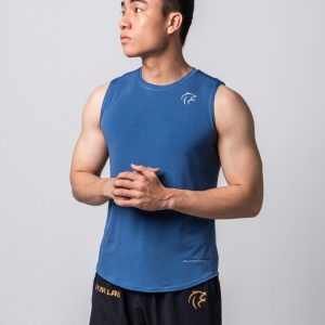 Áo tanktop sát nách tập gym màu xanh dương