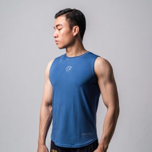 Áo tanktop sát nách tập gym màu xanh dương