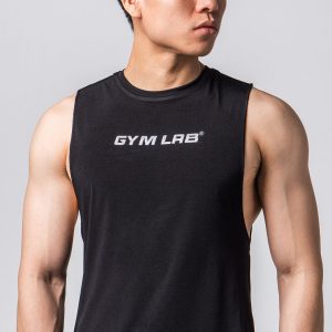 ÁO TANK XẺ NÁCH NAM – ĐEN – MID LOGO