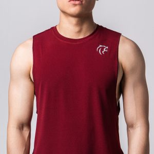 ÁO TANK XẺ NÁCH NAM – ĐỎ ĐÔ – SILVER LOGO