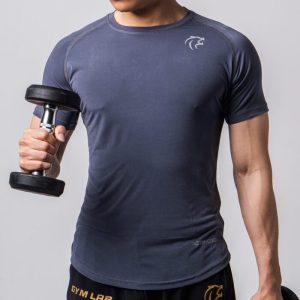 Áo tập gym có tay form tôn vai ngực màu xám