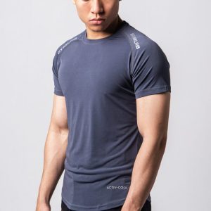 Áo tập gym có tay form tôn vai ngực màu xám