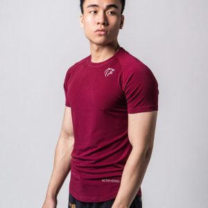 Áo tập gym có tay form tôn vai ngực màu đỏ đô