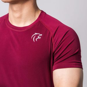 Áo tập gym có tay form tôn vai ngực màu đỏ đô