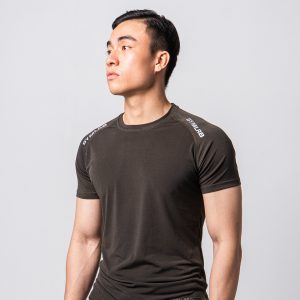ÁO TẬP CÓ TAY NAM – XANH RÊU – ARM LOGO