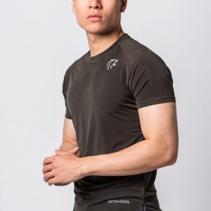 Áo tập gym có tay form tôn vai ngực màu xanh rêu