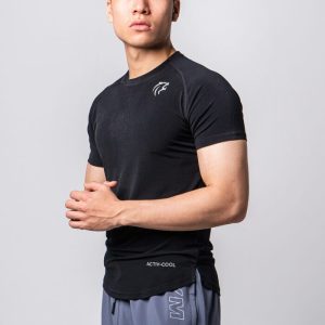 Áo tập gym có tay form tôn vai ngực màu đen