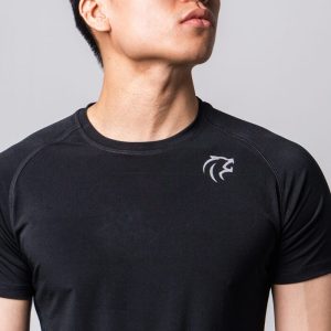 Áo tập gym có tay form tôn vai ngực màu đen