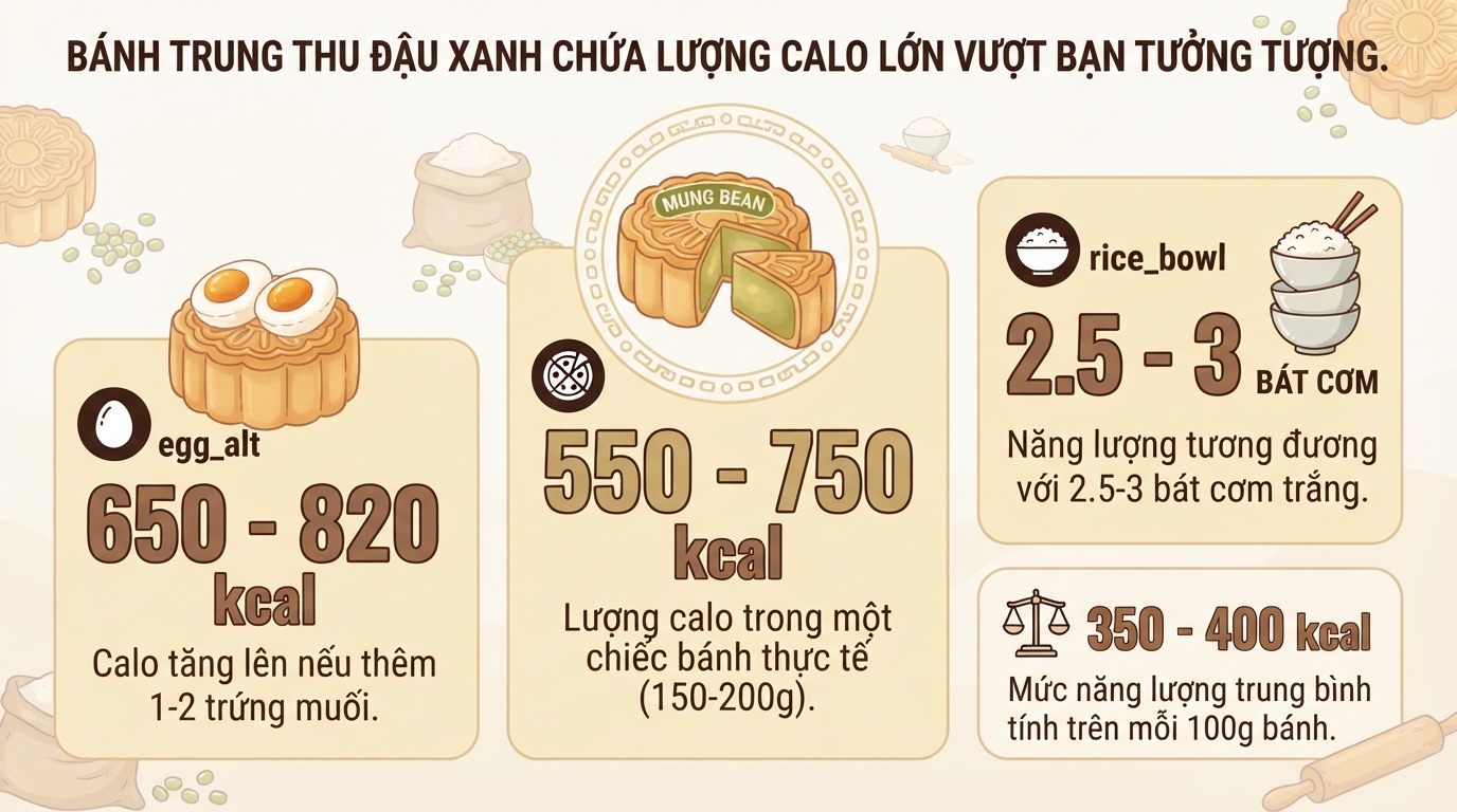 Bánh Trung Thu Đậu Xanh Bao Nhiêu Calo? Con Số Thực Tế Không Phải Một Mức Cố Định